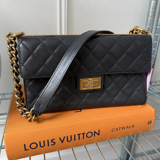 Pre-Owned Black 'Rita' Goatskin Single Flap Crossbody Bag