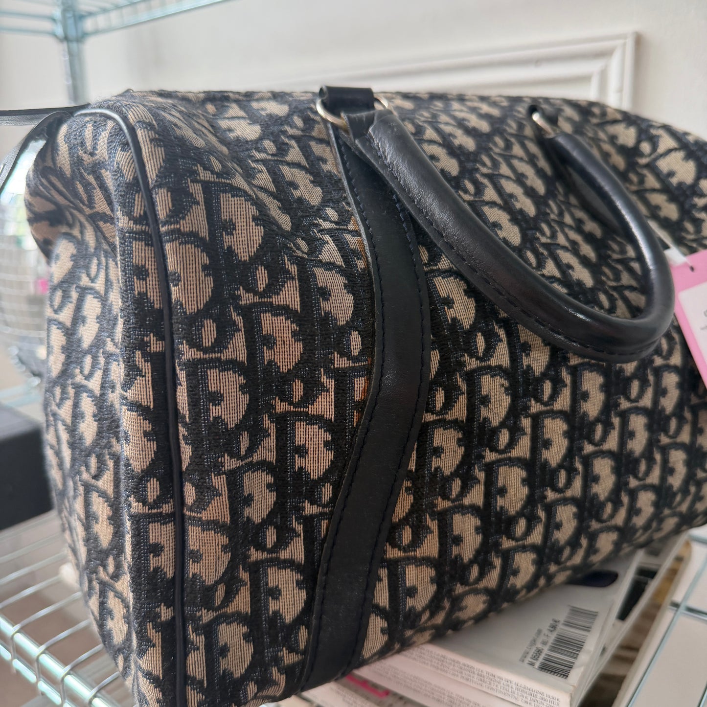 Pre-Owned Navy Trotter Canvas Boston Bag
