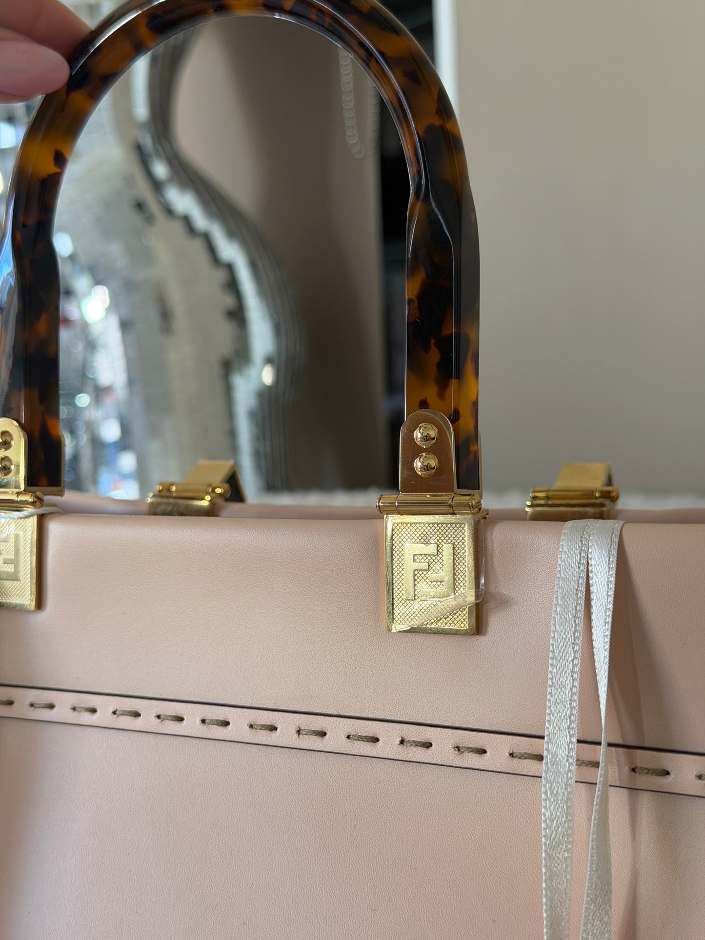 Light Pink Leather Rome Tote Bag New With Tags