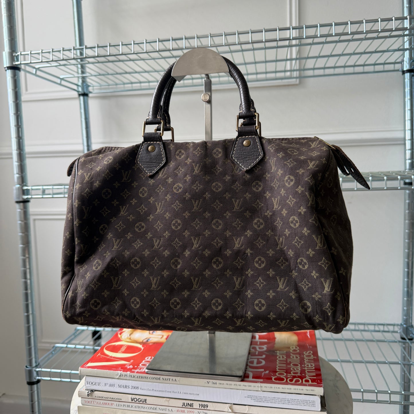 Pre-Owned Brown Mini Lin Canvas Speedy Handbag