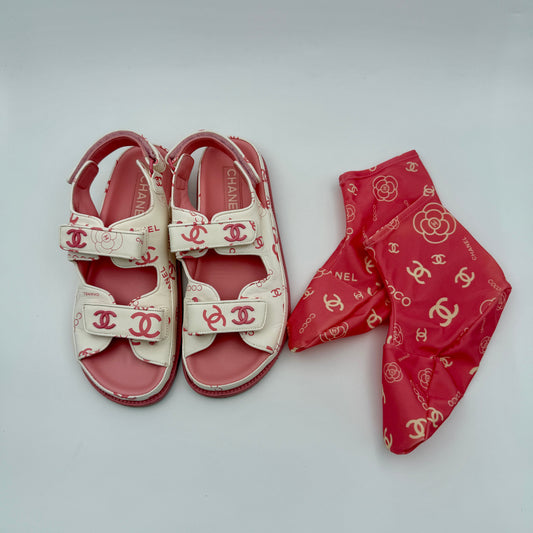 Pre-Owned Pink/White Sandals 38.5C