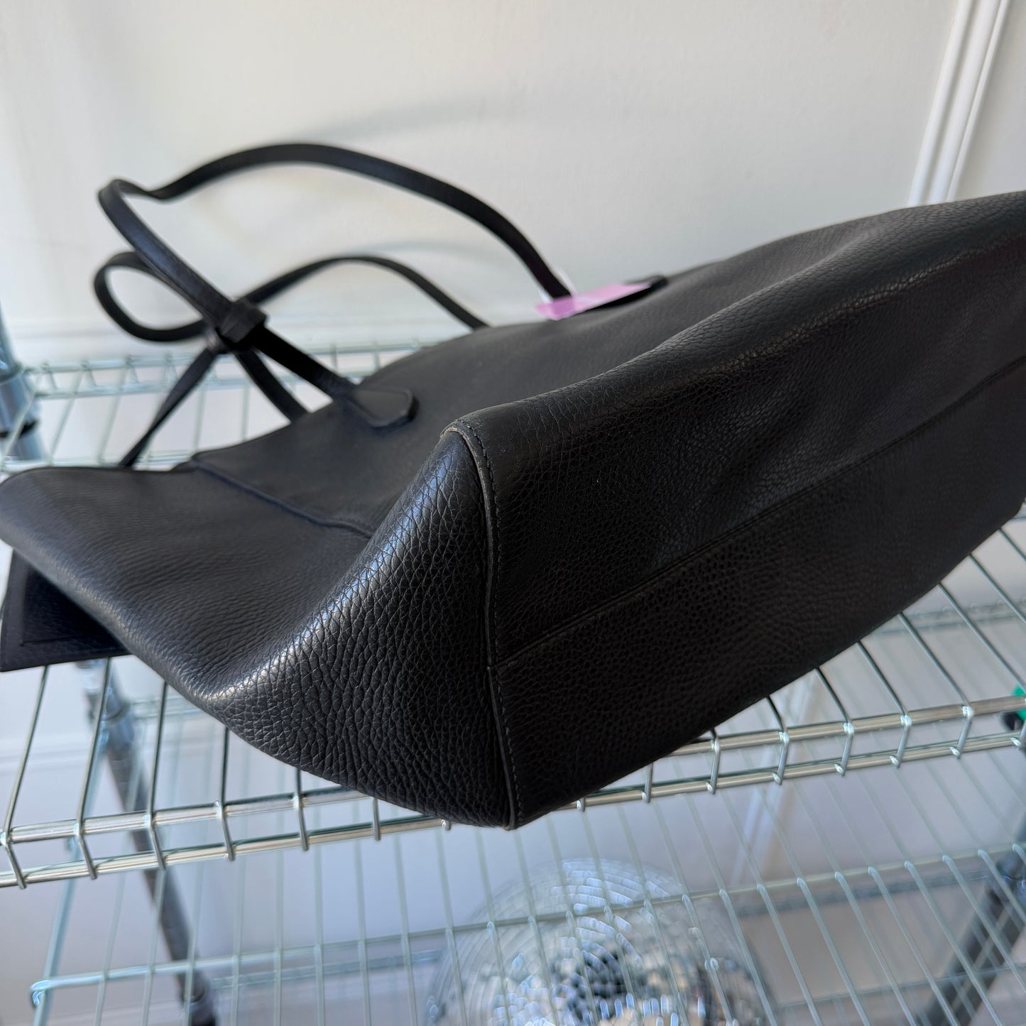 Pre-Owned Black Pebbled Leather Shopper Tote