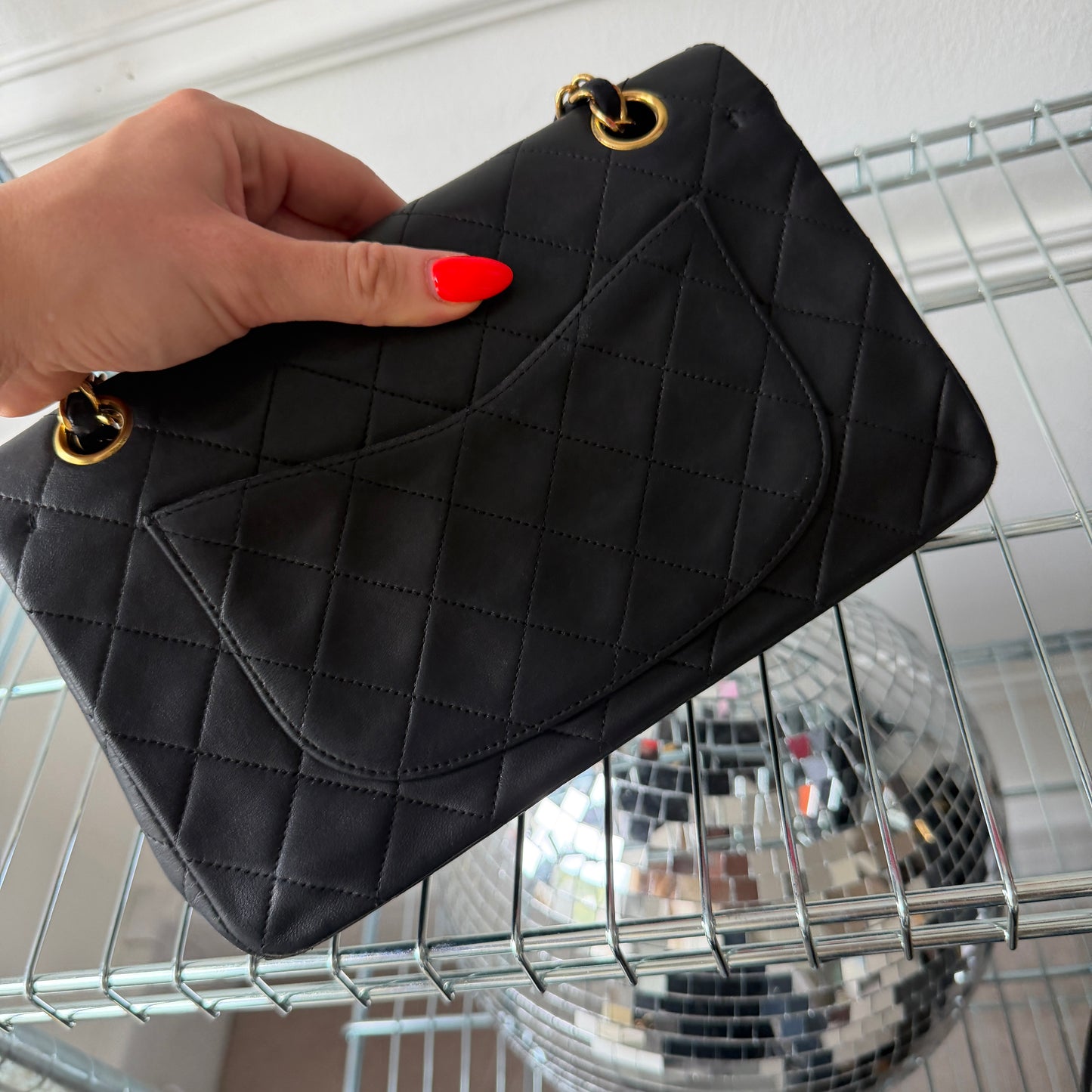 Black Lambskin Small Classic Double Flap 24KGHW