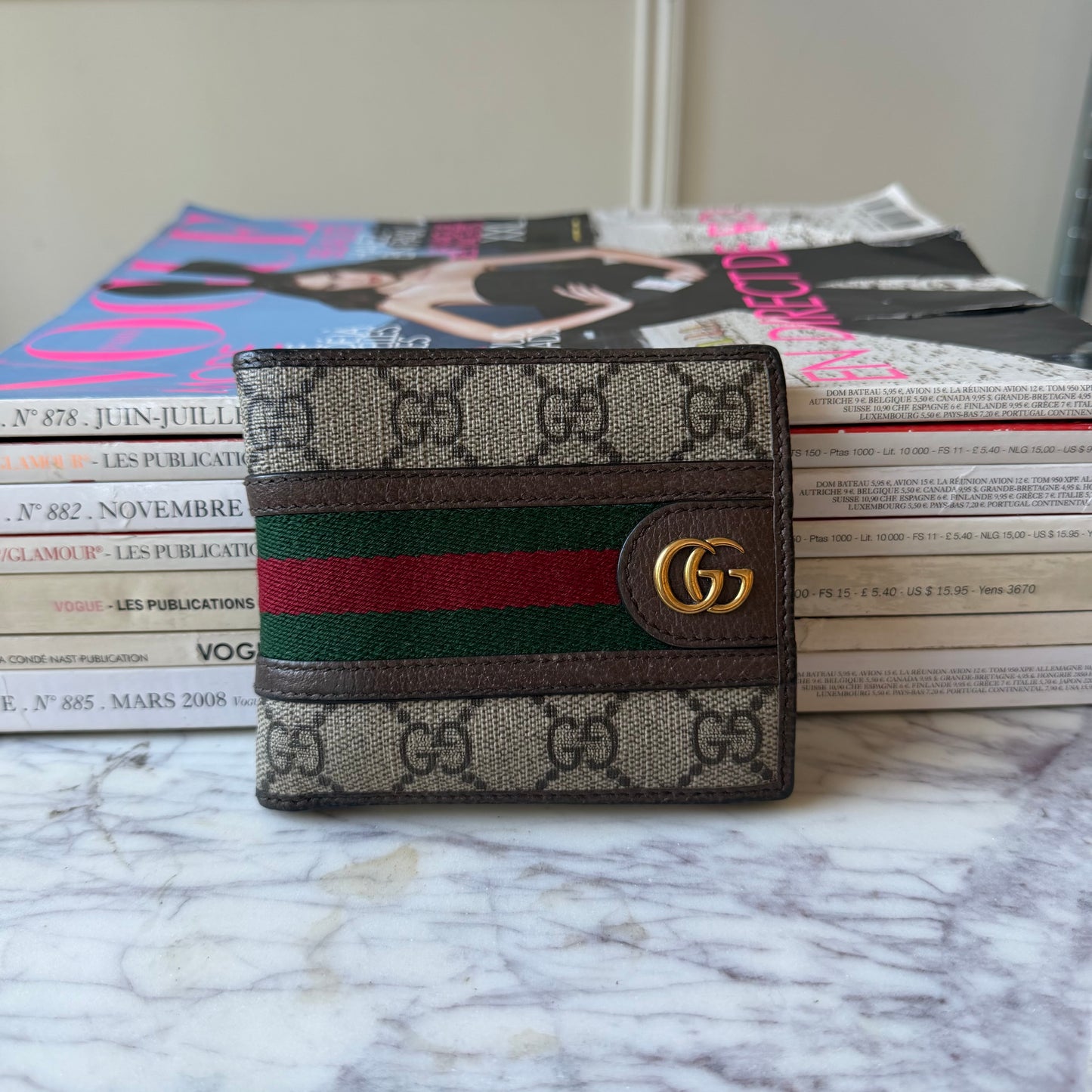 Pre-Owned Tricolour GG Coated Canvas Wallet
