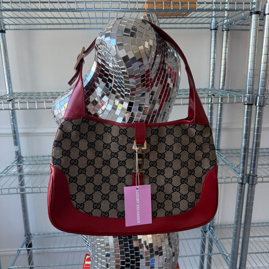 Pre-Owned Red Jackie GG Canvas/Leather Shoulder Bag