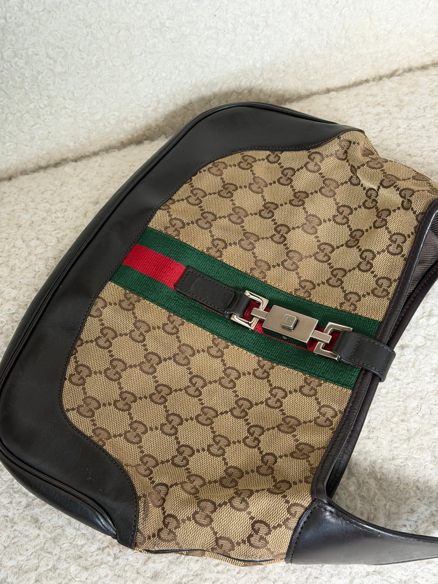 Pre-Owned Beige Classic GG Canvas Jackie