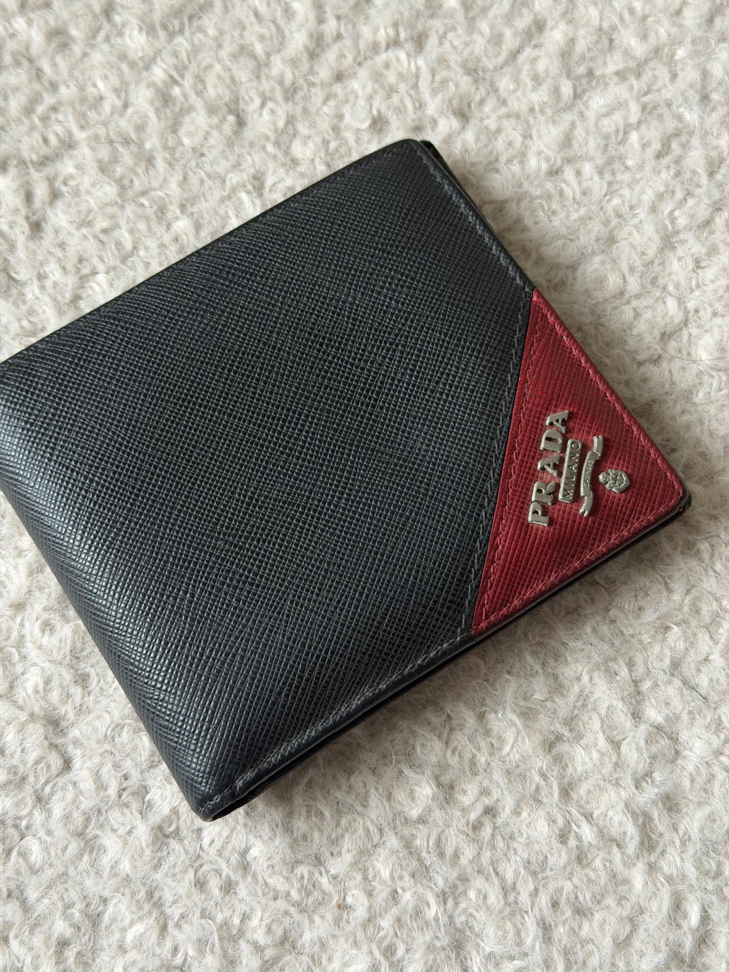 Black/Red Saffiano Leather Wallet
