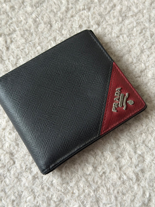 Black/Red Saffiano Leather Wallet
