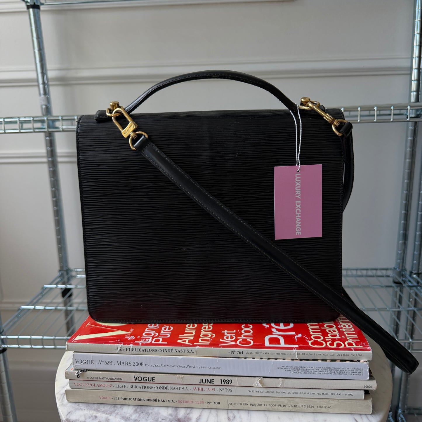 Pre-Owned Black Epileather Monceau GM Crossbody Bag