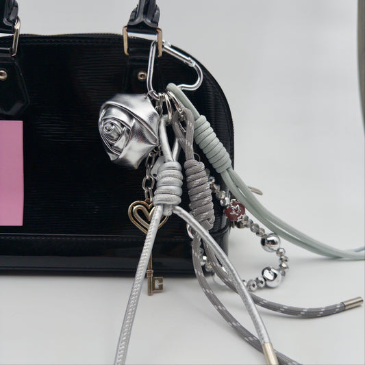 Silver Rose Bag Charm