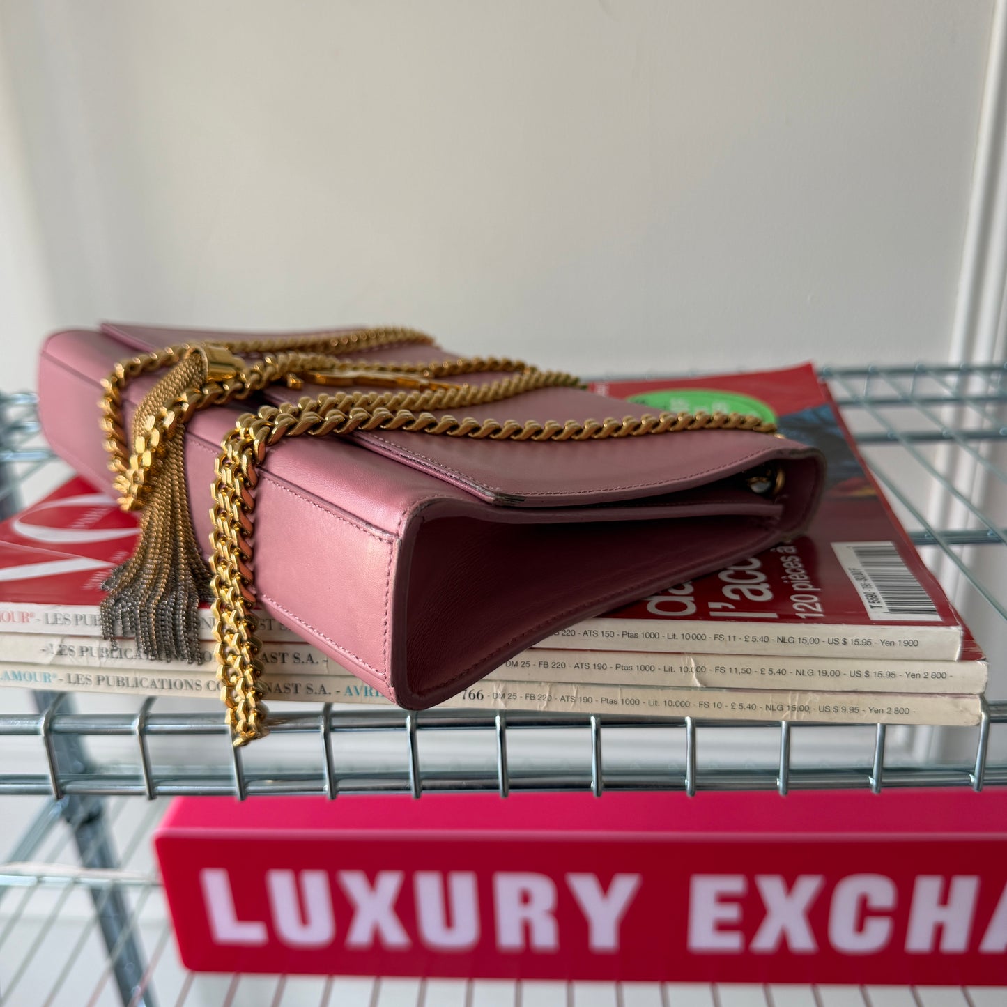 Pre-Owned Pink Leather Tassel Flap Crossbody Bag