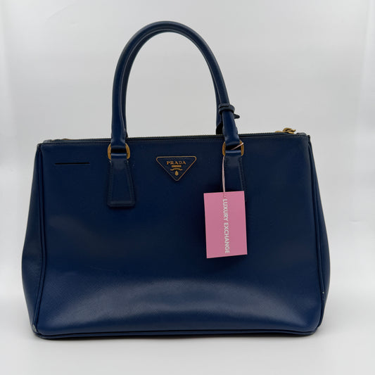 Pre-Owned Blue Saffiano Leather Galleria