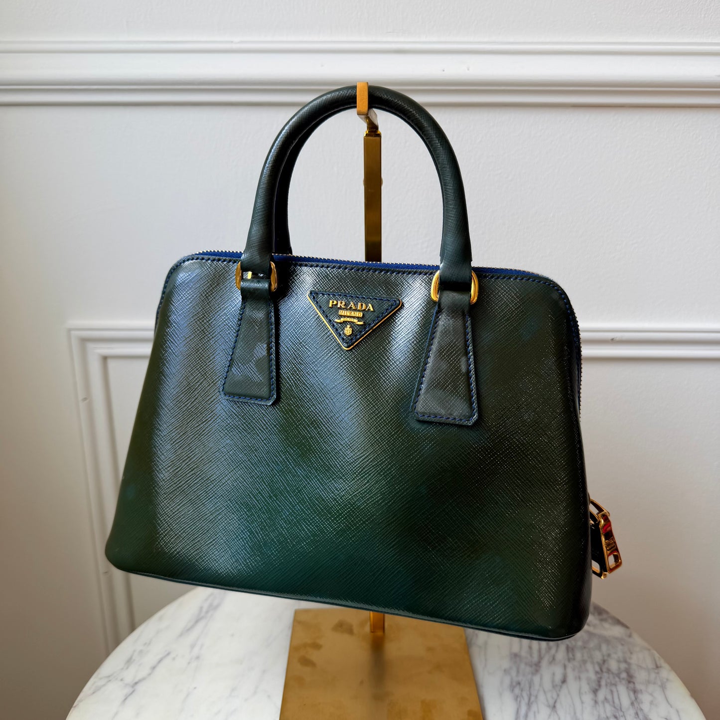 2000s Vintage Green Patent Leather Promenade Tote