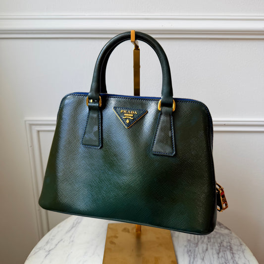 2000s Vintage Green Patent Leather Promenade Tote