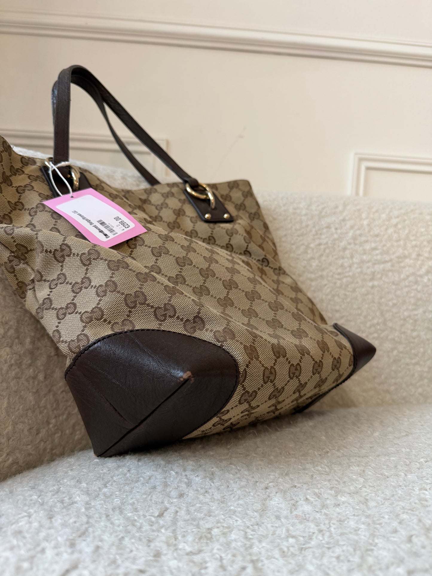 Pre-Owned Beige/Brown GG Canvas Tote Bag