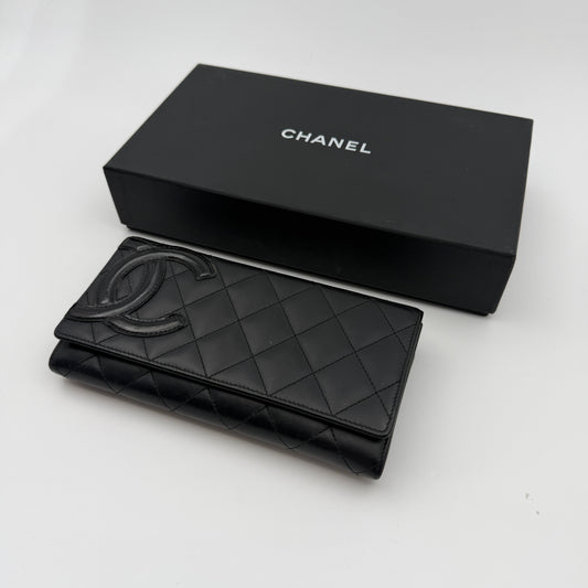 Pre-Owned Black Cambon Lambskin Leather Wallet