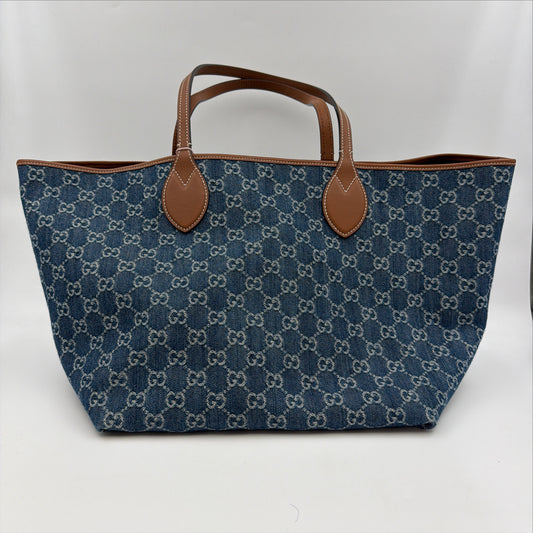 Pre-Owned Denim Shopper Tote