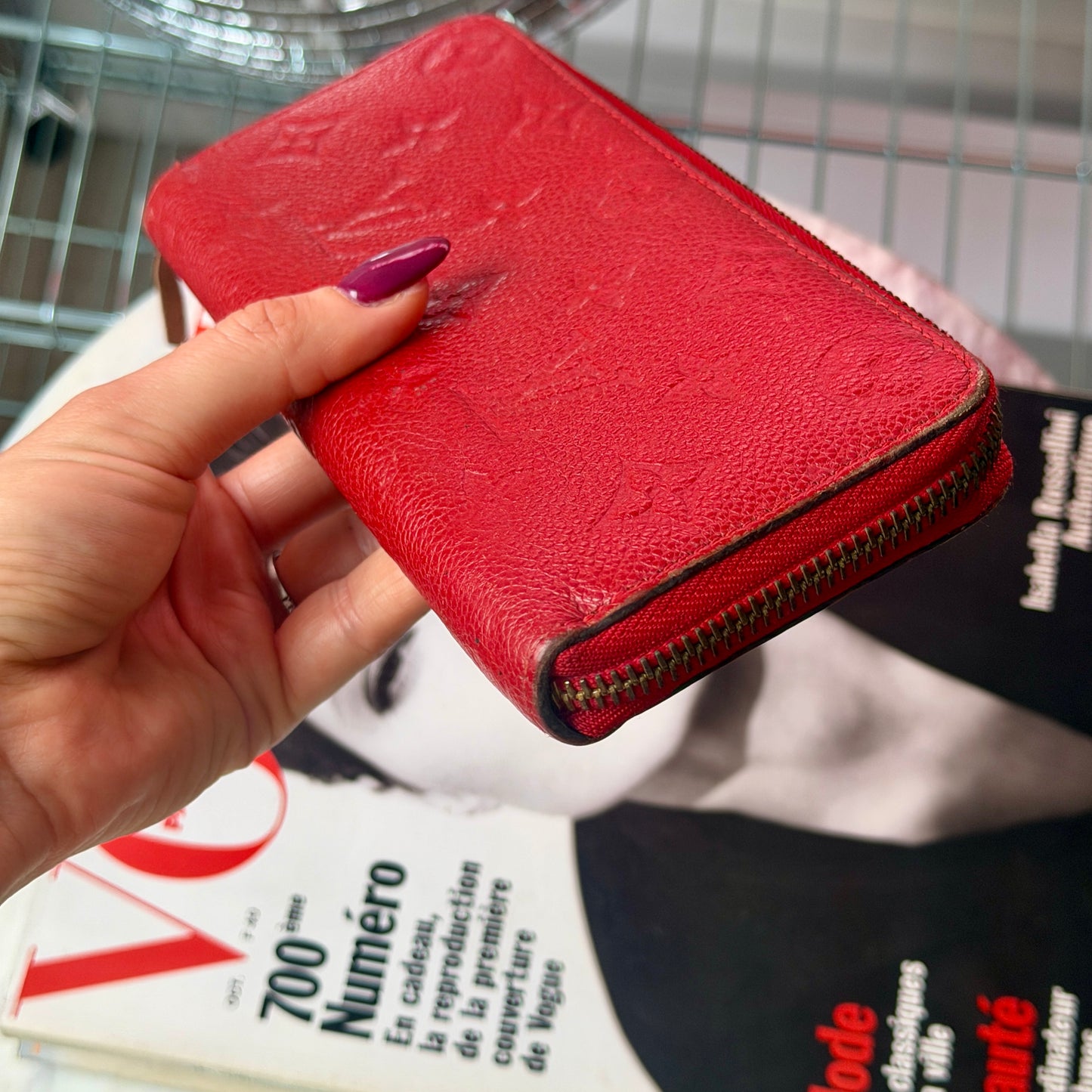 Pre-Owned Red Monogram Empreinte Leather Wallet