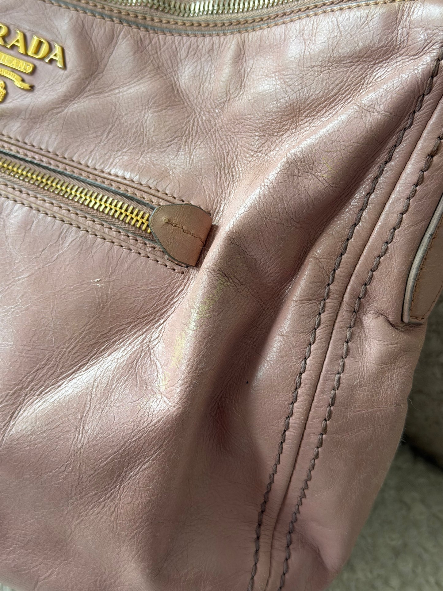 Pink Leather Hobo Shoulder Bag - Pre-Owned