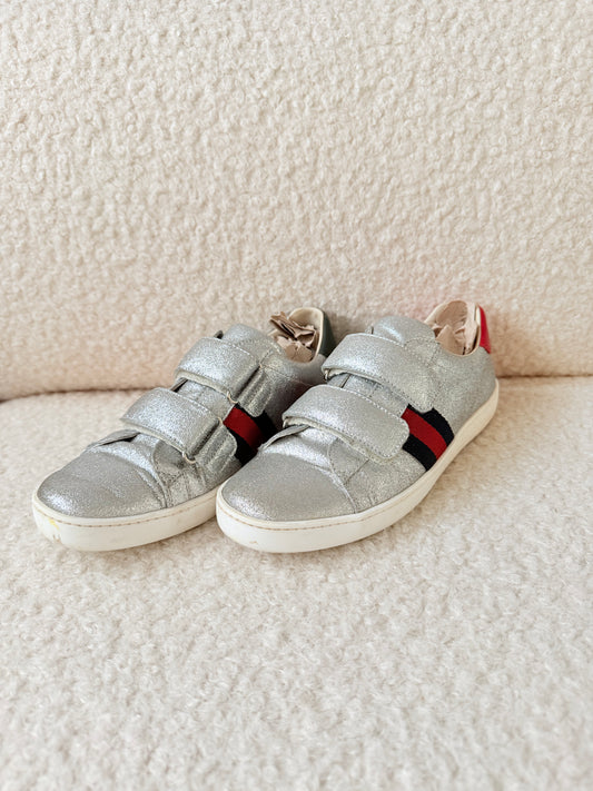 Glitter Silver Trainers UK3