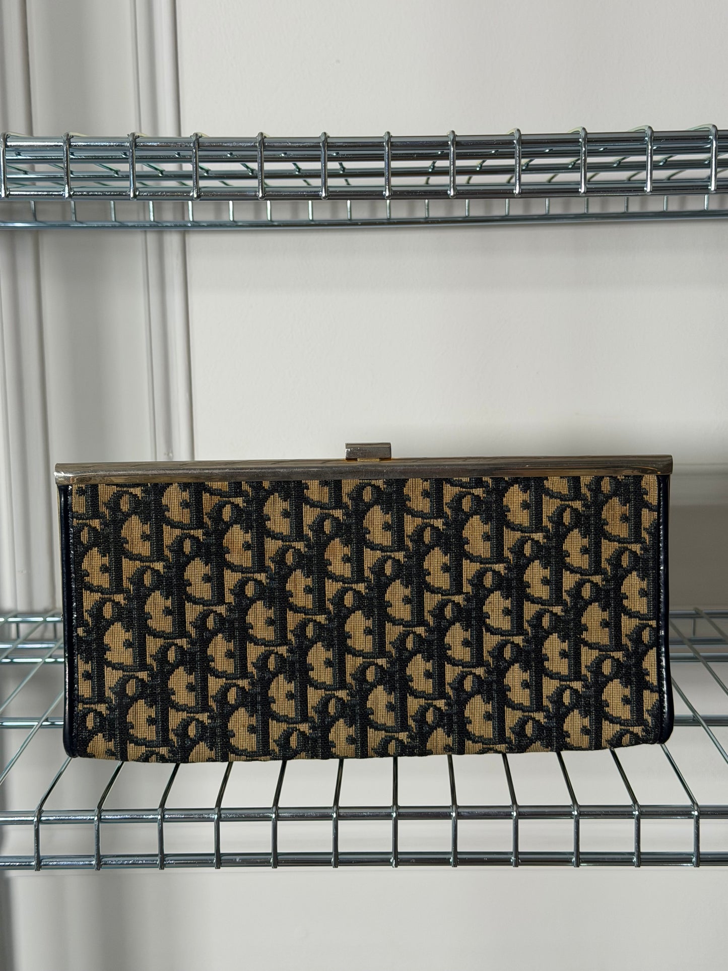 Pre-Owned Navy Trotter Canvas Clutch Bag