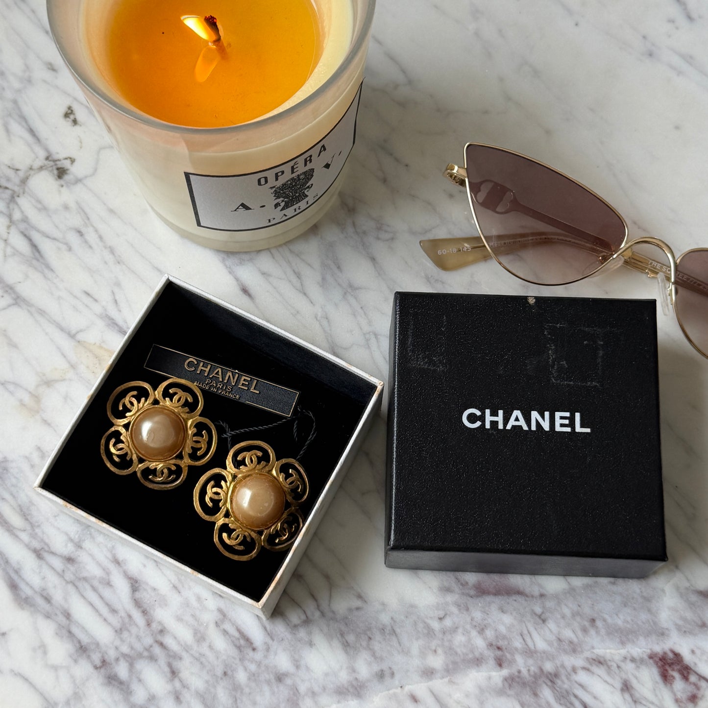 Pre-Owned Pearl Flower Gold-Plated Earrings