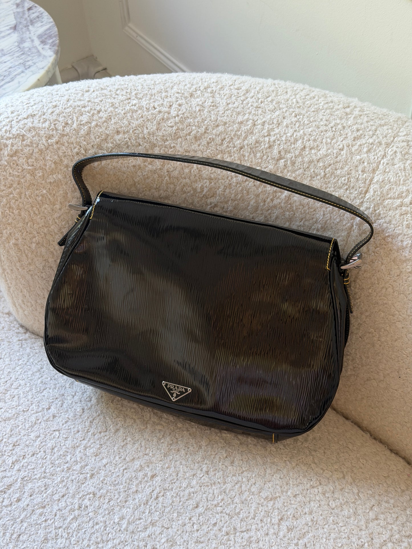 Black Patent Leather Hobo Bag