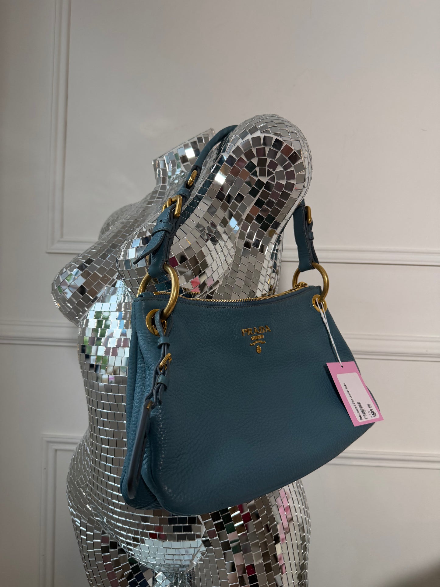 Pre-Owned Blue Leather Hobo Shoulder Bag