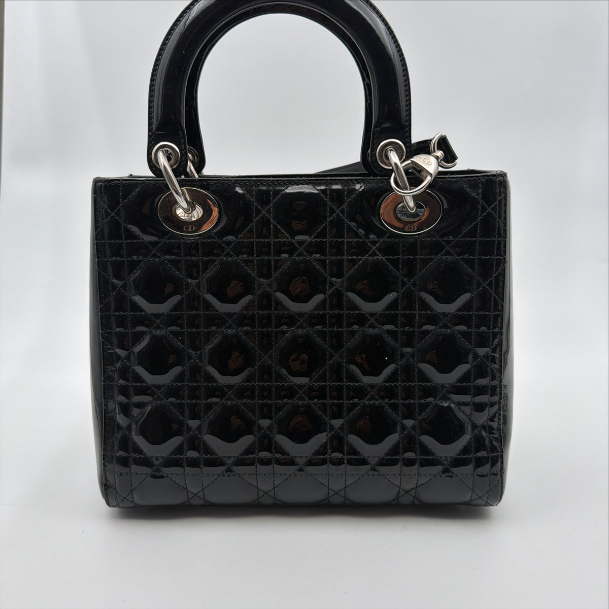 Pre-Owned Black Medium Patent Leather Lady Dior