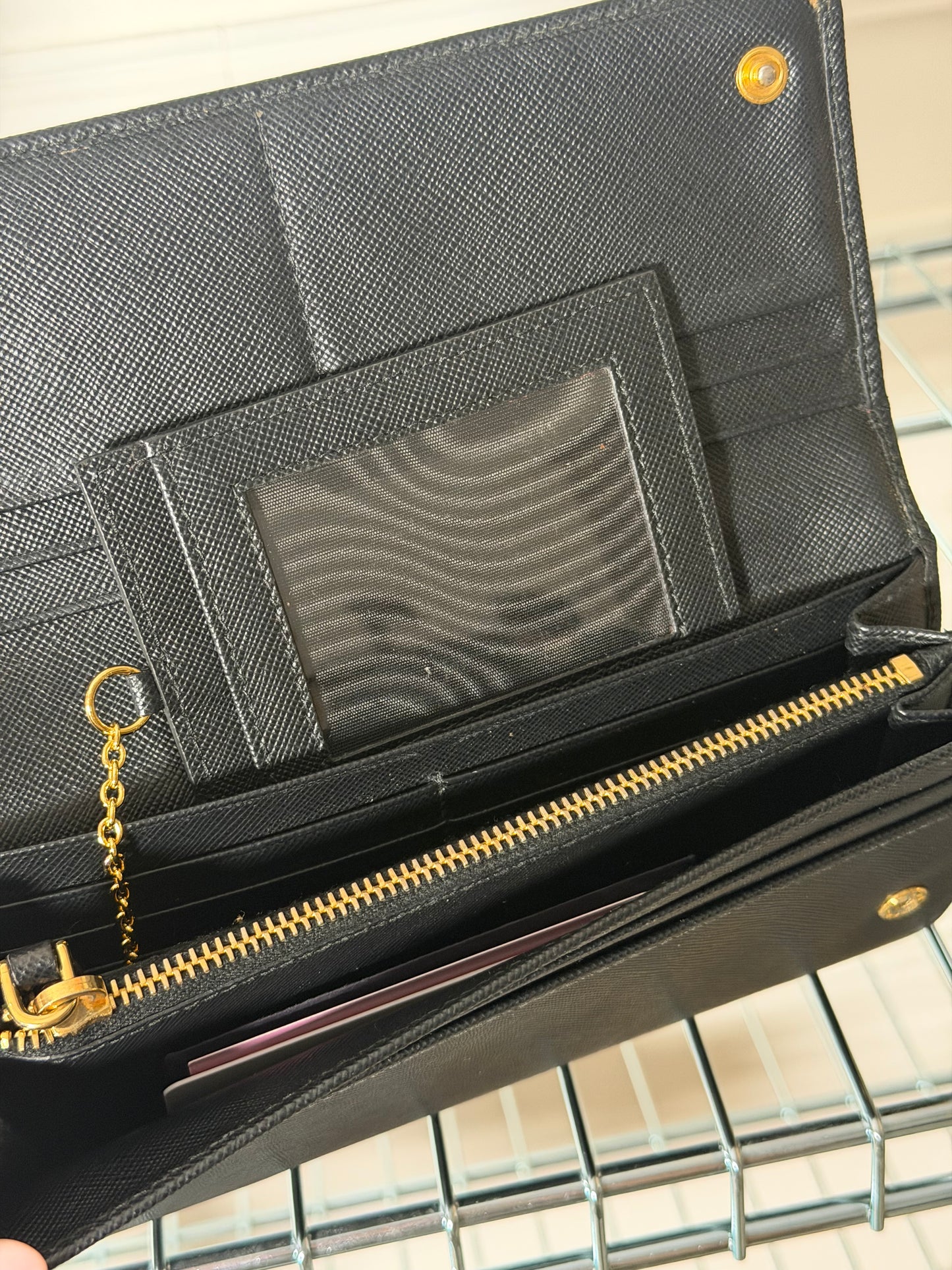 Pre-Owned Black Saffiano Leather Fold Wallet