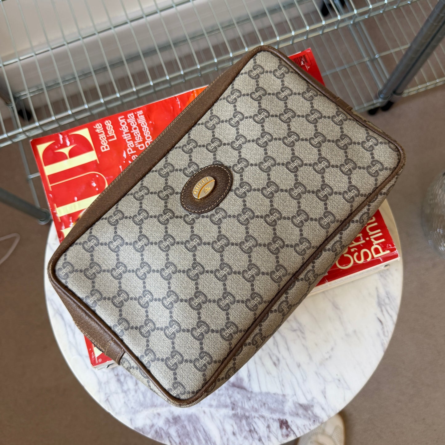 Pre-Owned GG Supreme Plus Coated Canvas Clutch Bag