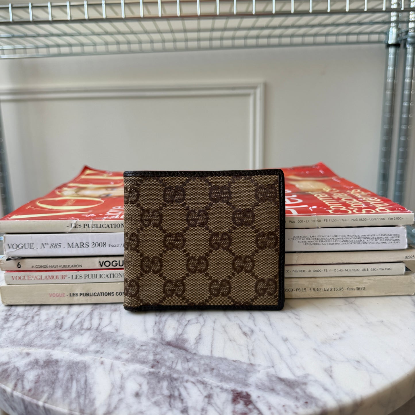 Pre-Owned Beige GG Canvas Fold Wallet