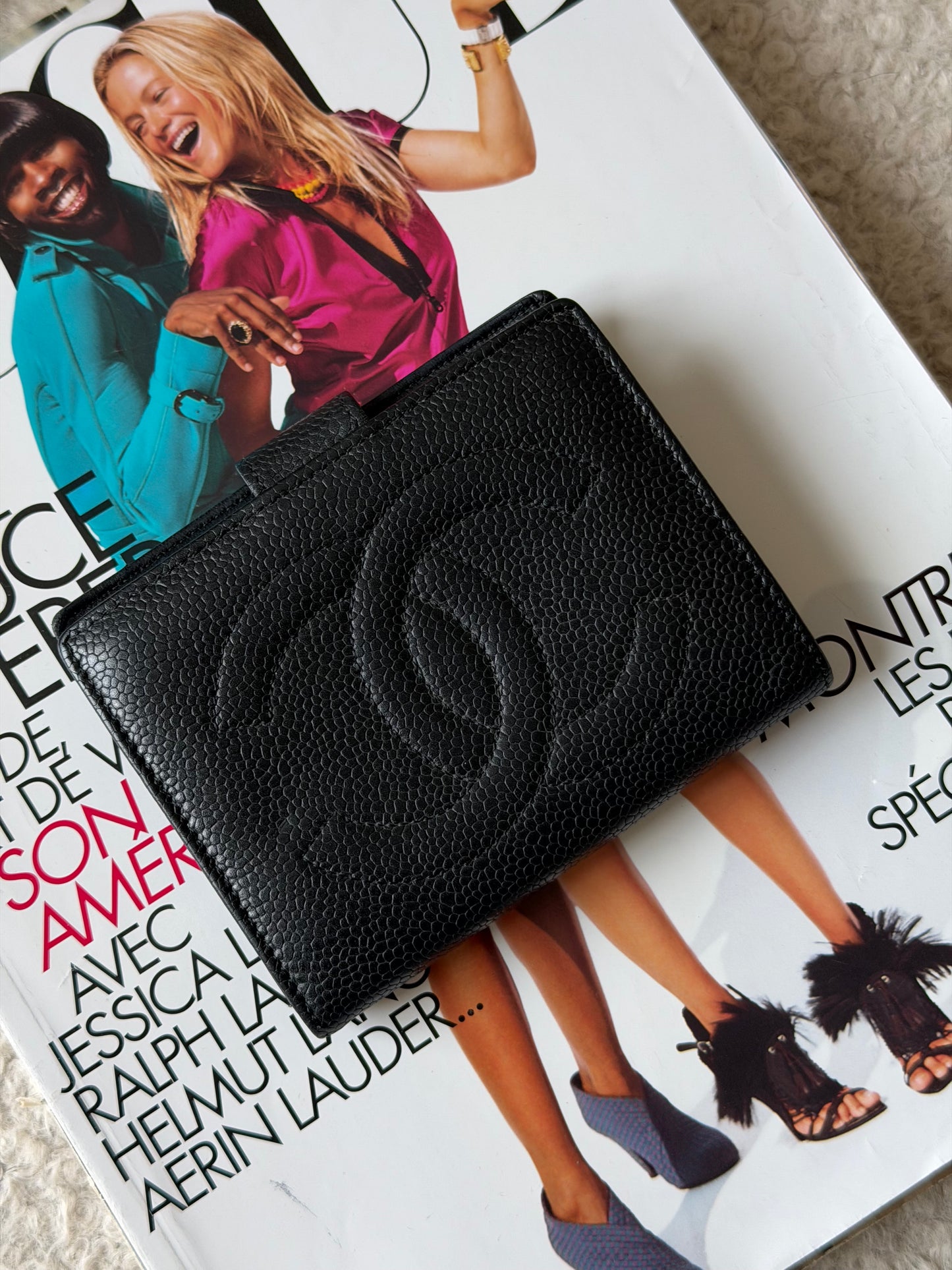 Pre-Owned Black Caviar Leather Wallet