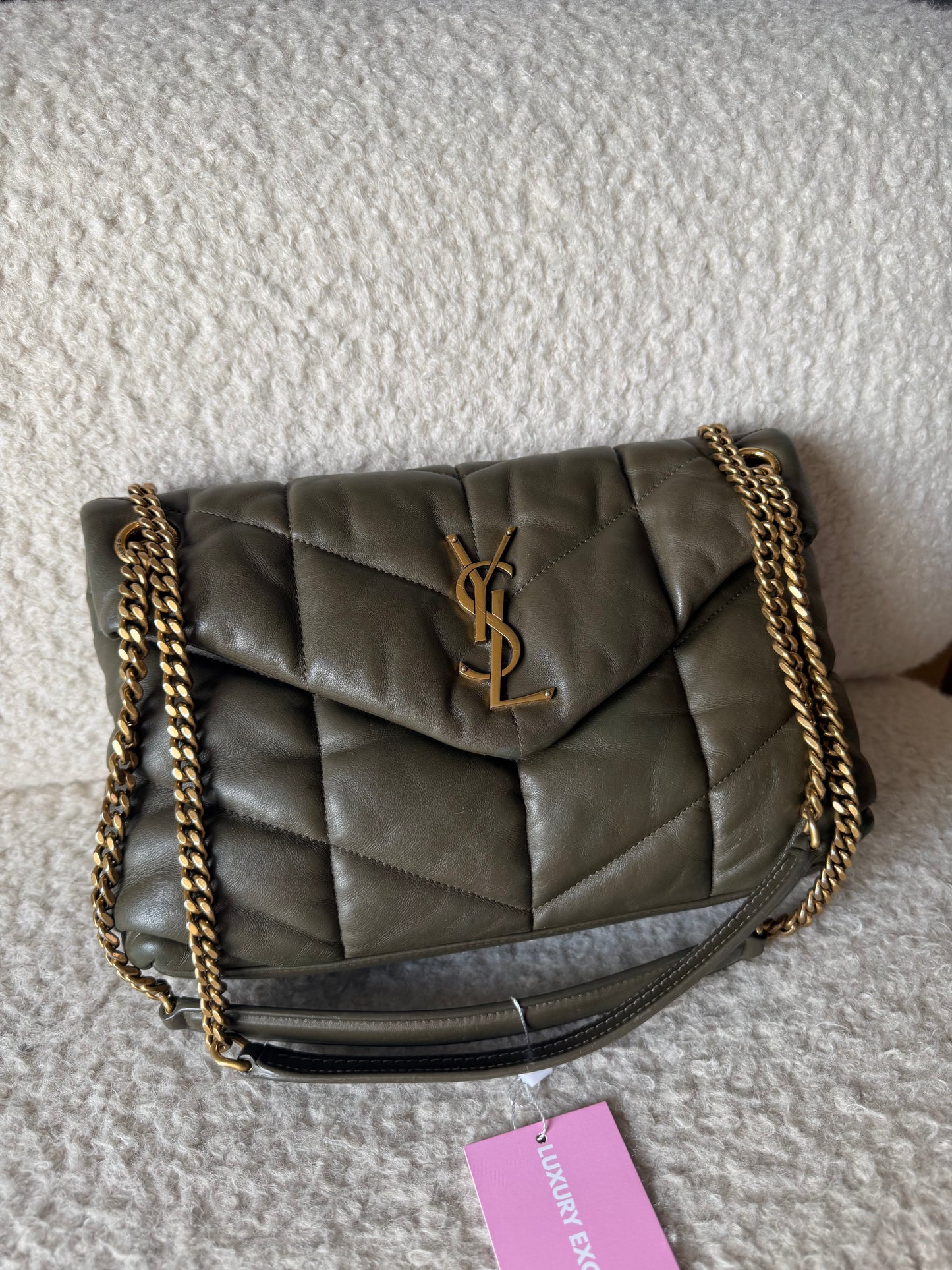 Pre-Owned Olive Green Lou Lambskin Leather Crossbody Bag
