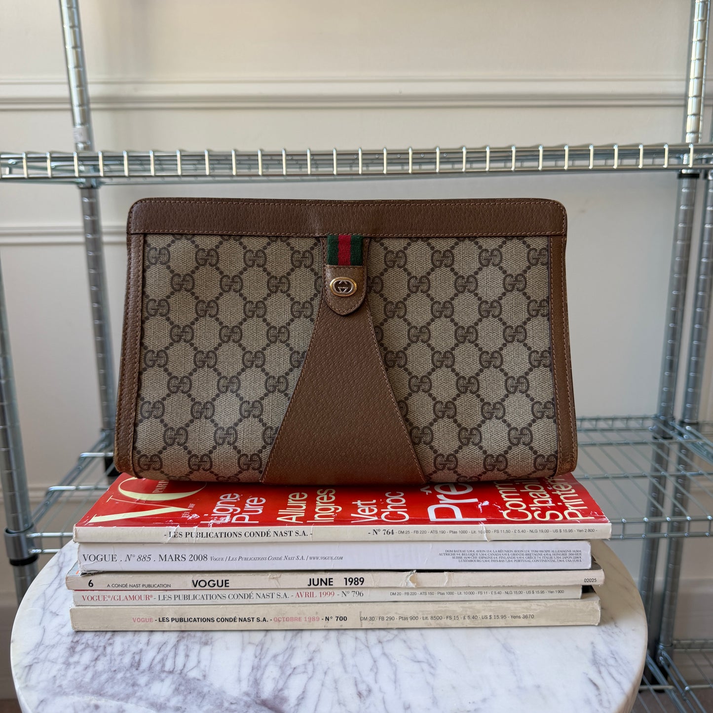 Pre-Owned GG Supreme Coated Canvas Clutch Bag