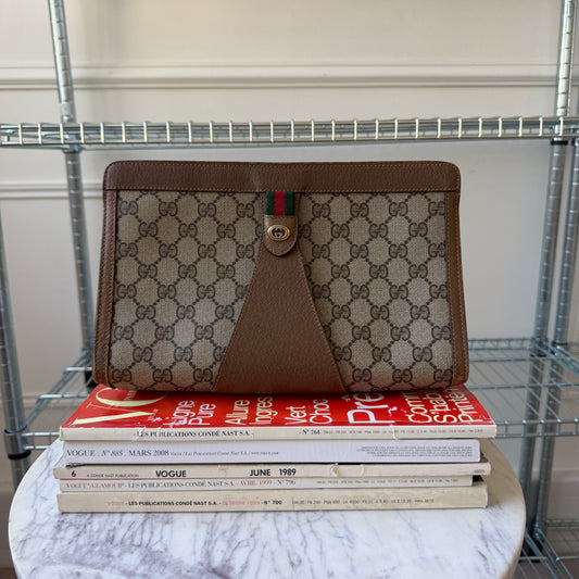 Pre-Owned GG Supreme Coated Canvas Clutch Bag