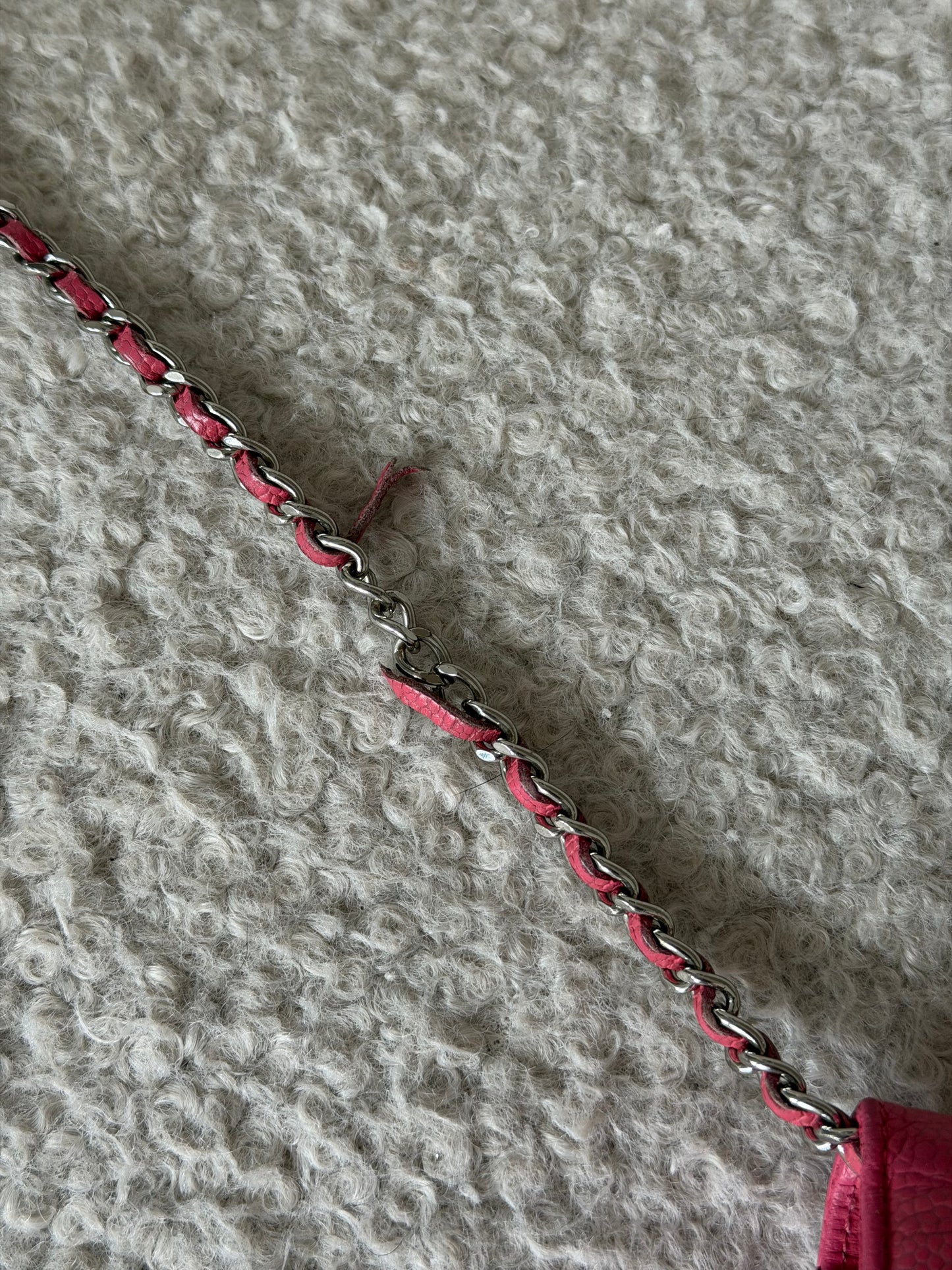 Pre-Owned Pink Timeless Caviar Leather Wallet on Chain