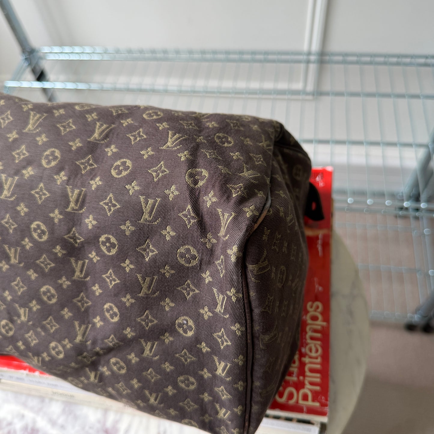 Pre-Owned Brown Mini Lin Canvas Speedy Handbag