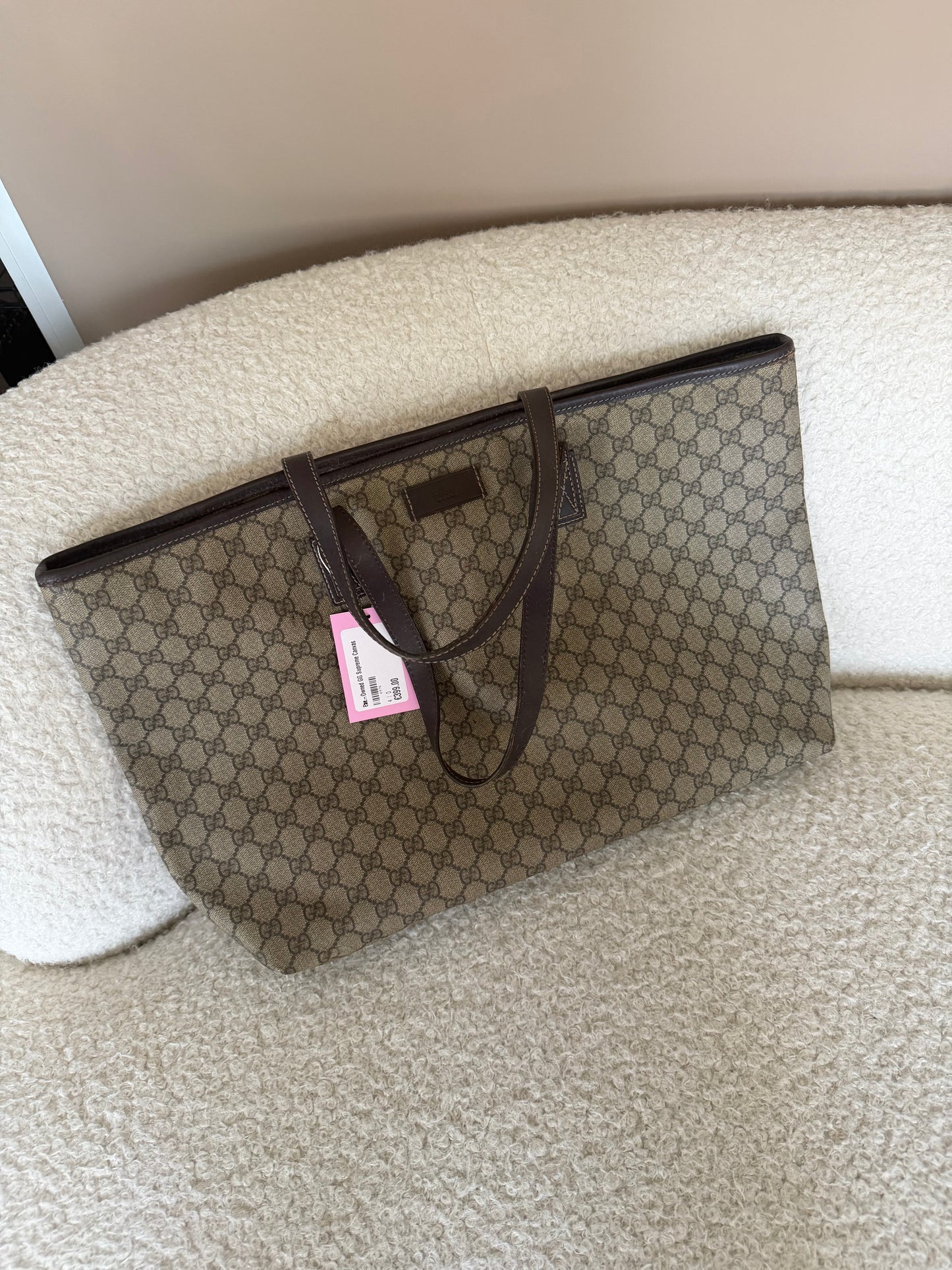 Pre-Owned GG Supreme Canvas Large Shopper Tote Handbag
