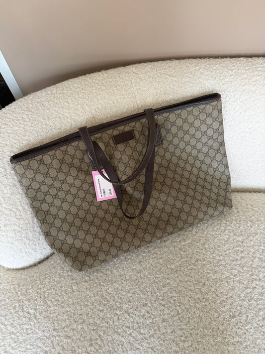 Pre-Owned GG Supreme Canvas Large Shopper Tote Handbag