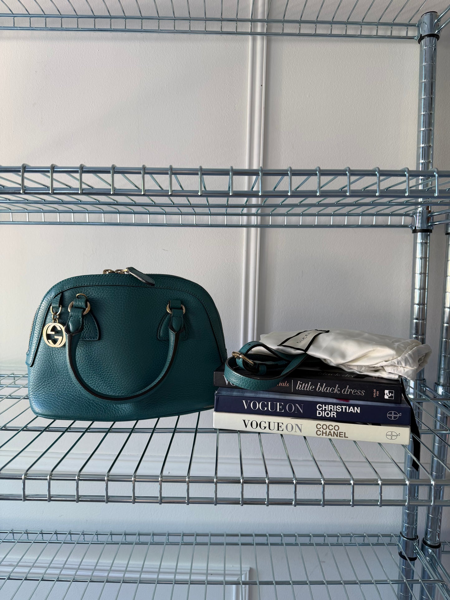 Pre-Owned Teal Leather Promenade Handbag