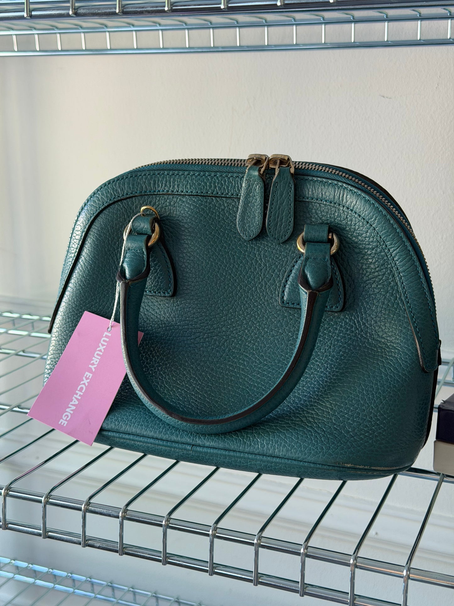 Pre-Owned Teal Leather Promenade Handbag