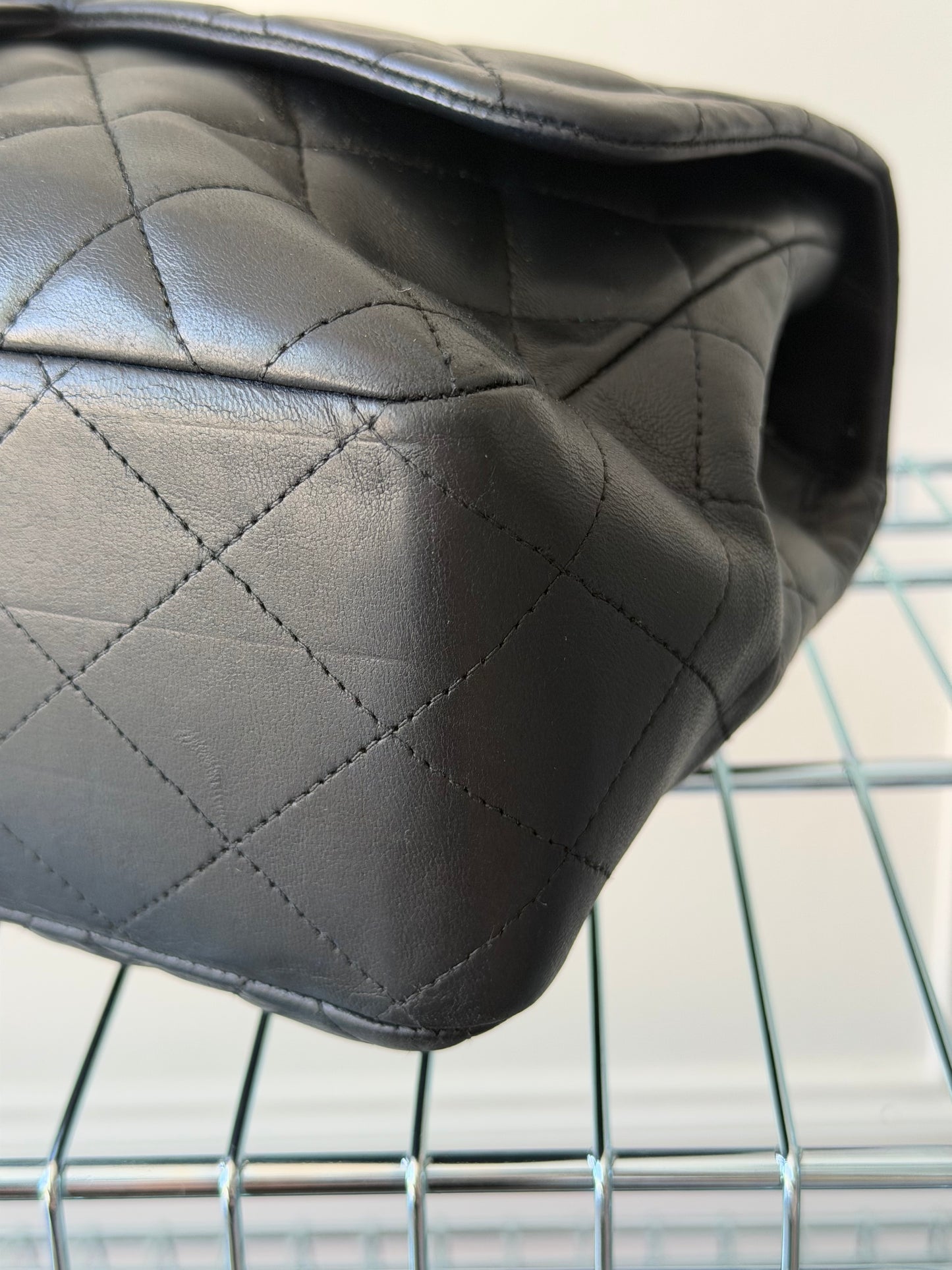 Black Lambskin Leather Jumbo Single Flap