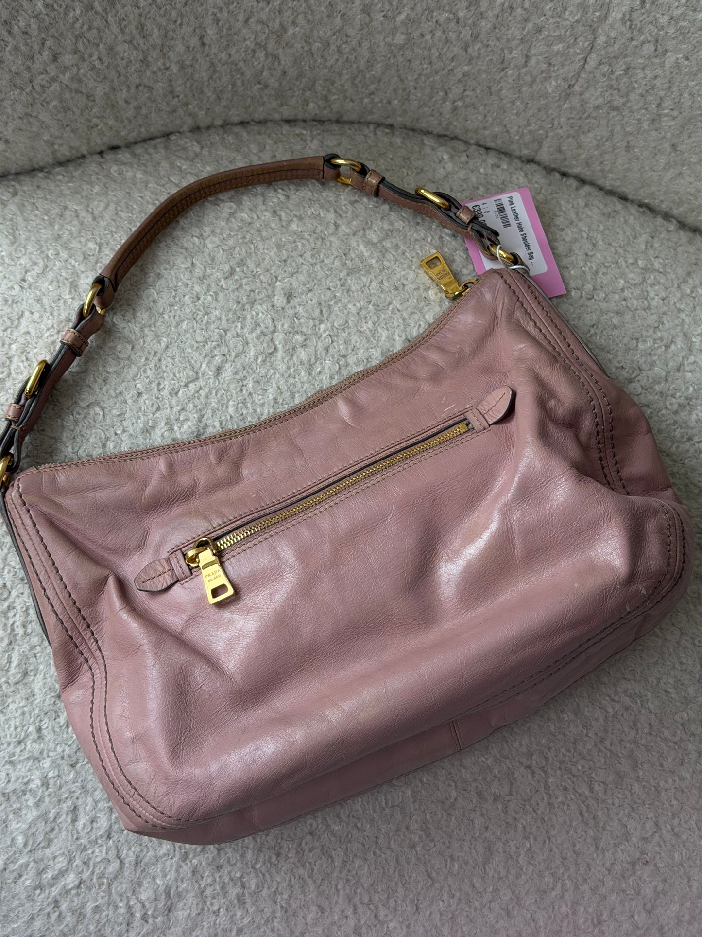 Pink Leather Hobo Shoulder Bag - Pre-Owned