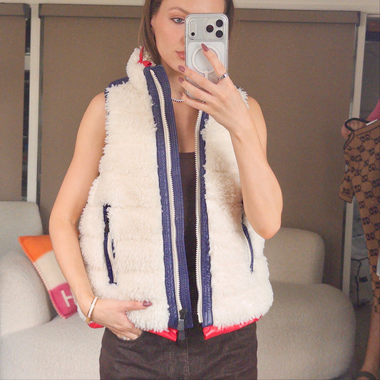 Pre-Owned Fluffy Navy/Red XS Gilet