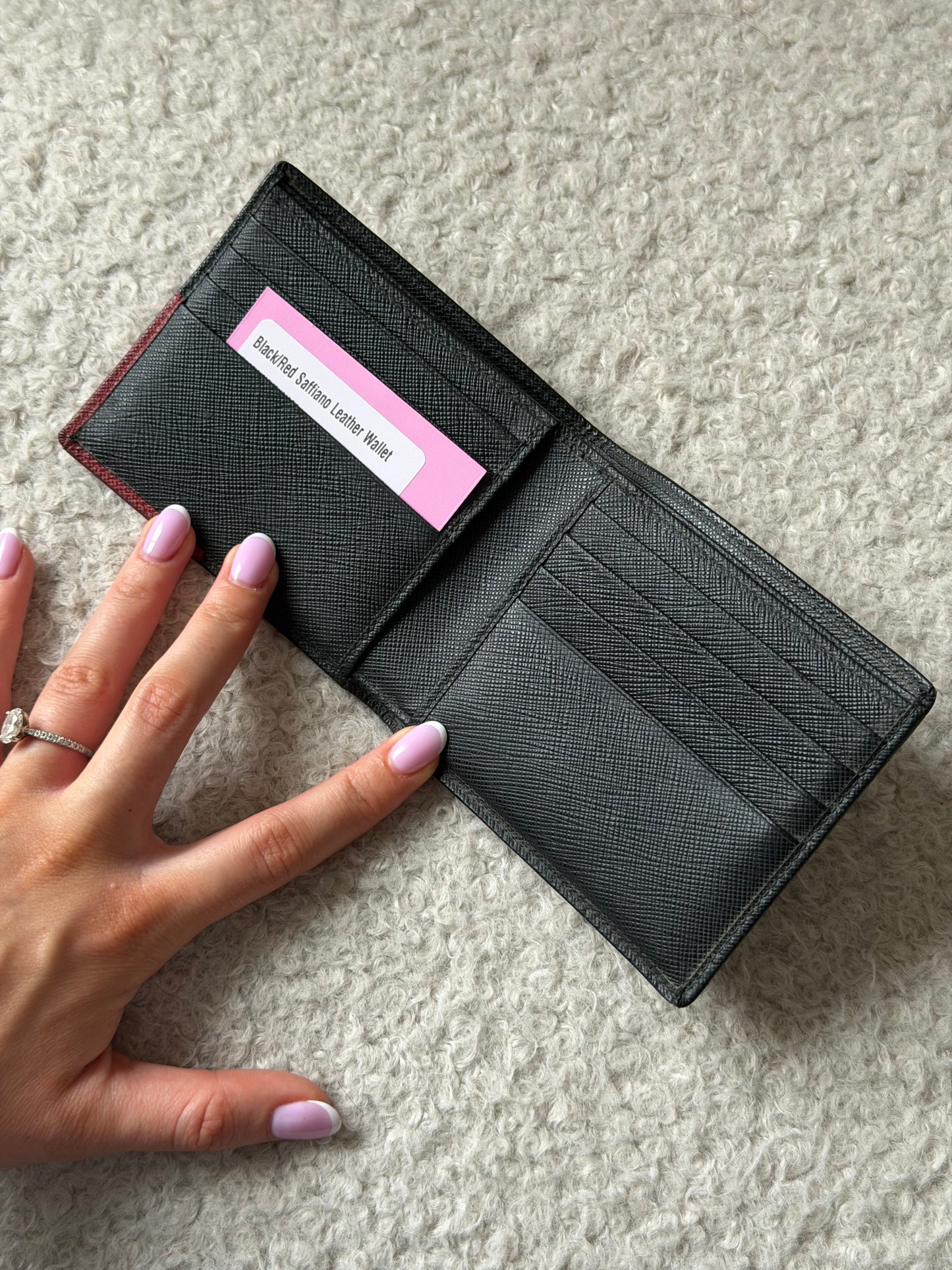 Black/Red Saffiano Leather Wallet