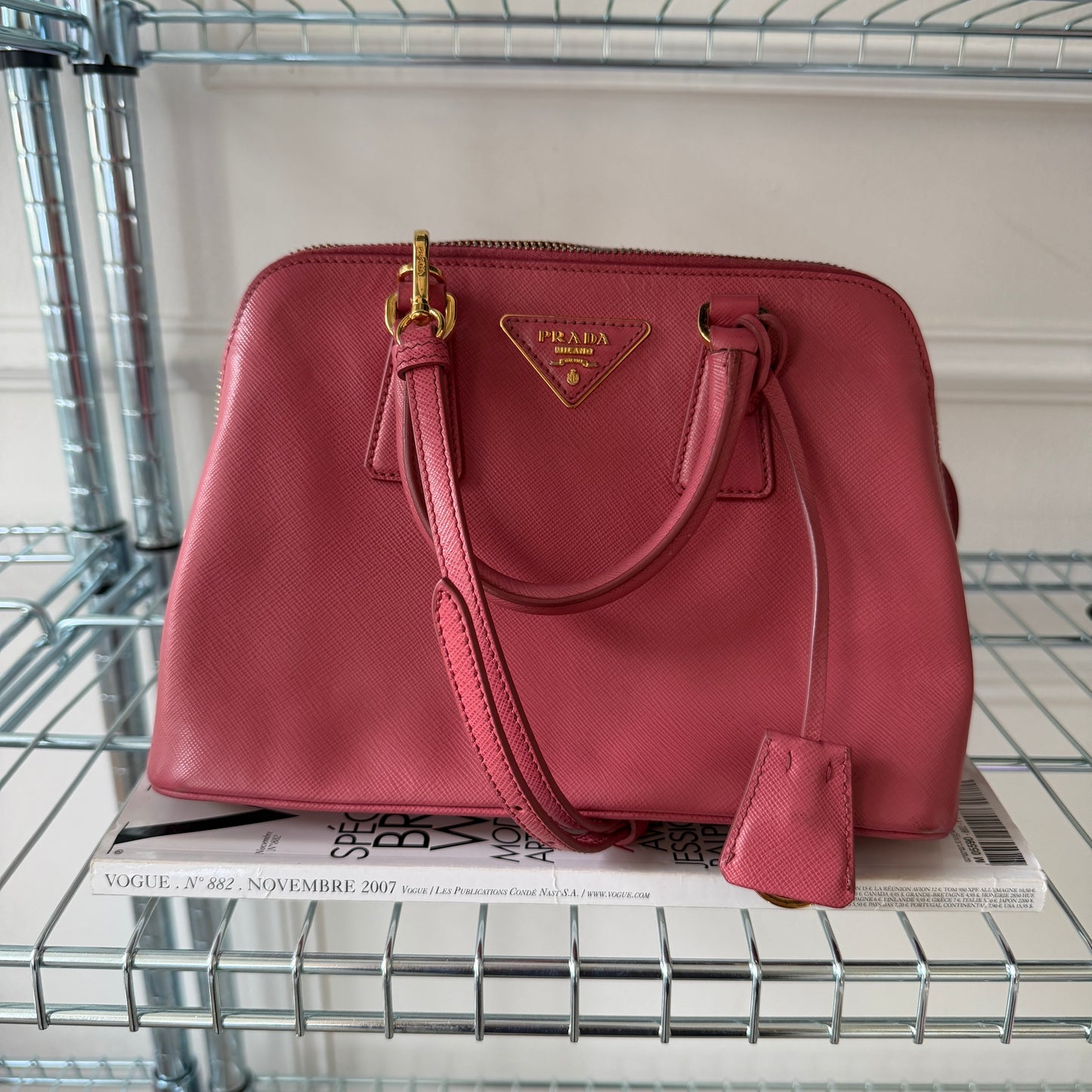 Pre-Owned Pink Saffiano Leather Crossbody Promenade Bag