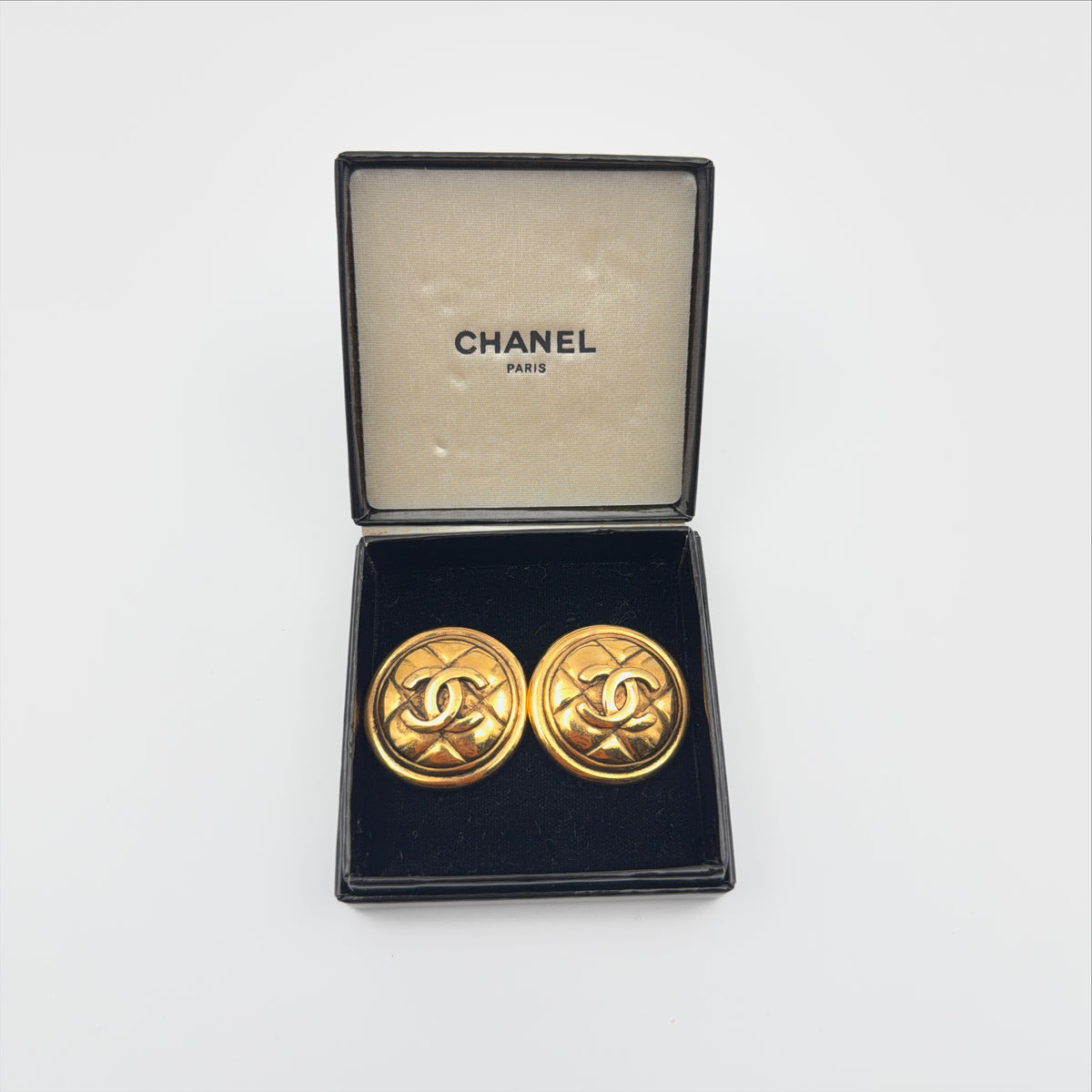 Pre-Owned Round CC Gold-Plated Earrings