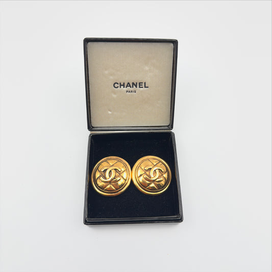 Pre-Owned Round CC Gold-Plated Earrings