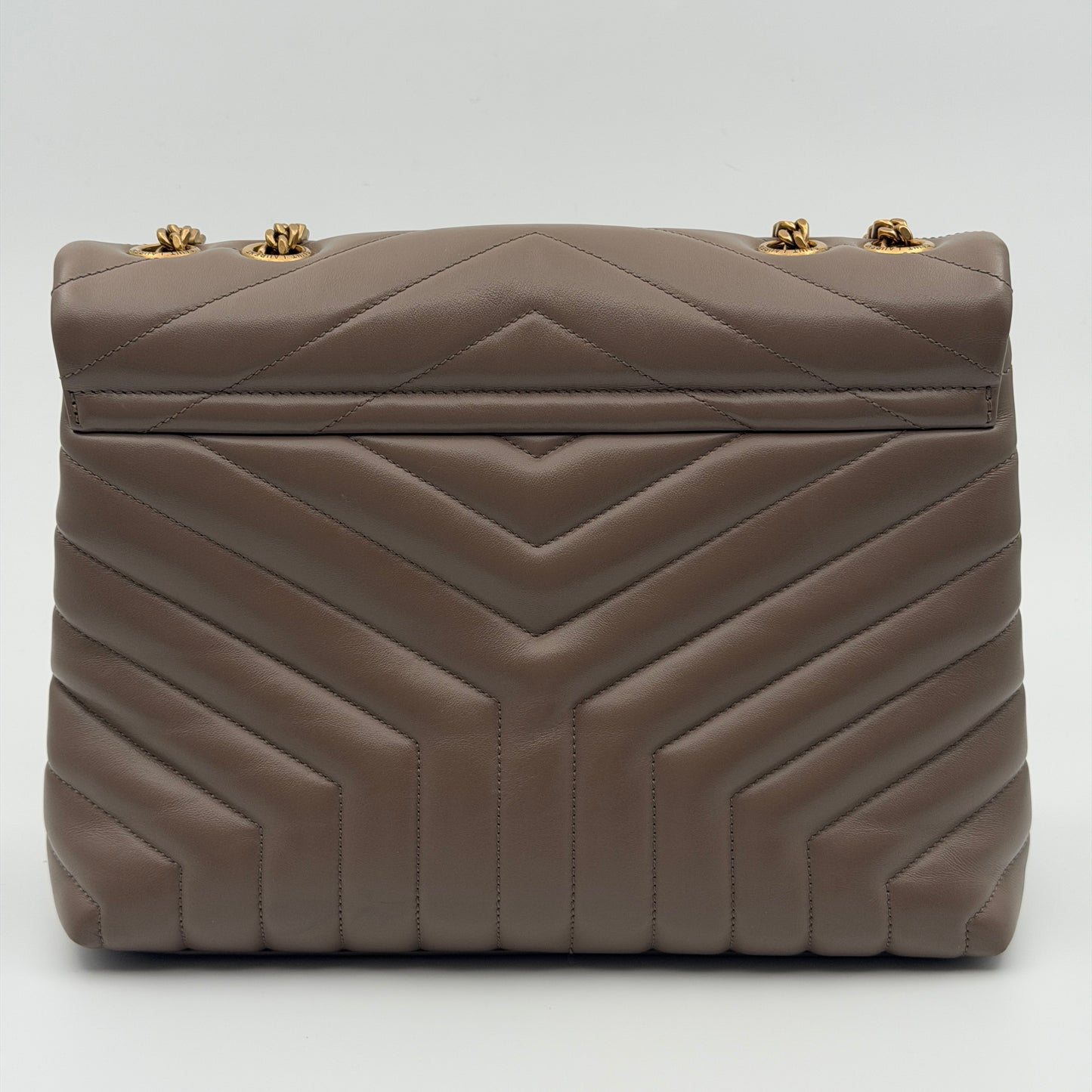 Pre-Owned Taupe Large 'Lou Lou' Lambskin Crossbody Bag
